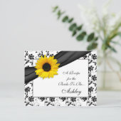 Sunflower Damask Recipe Card for the Bride to Be (Standing Front)