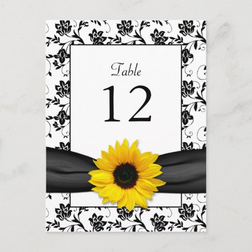 Sunflower Damask Wedding Table Card