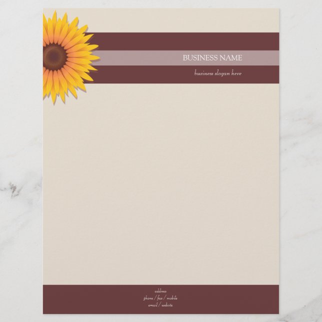 Sunflower Dark Background Letterhead (Front)
