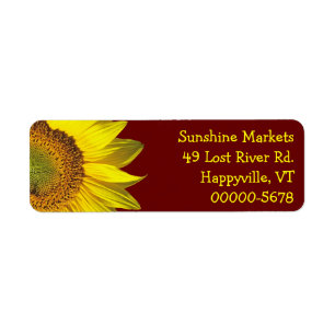 Sunflower Dark Red Skinny Return Address Label