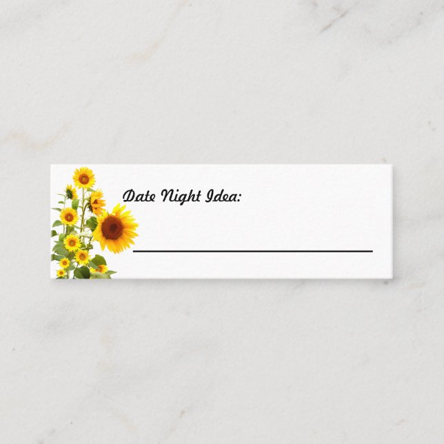 Sunflower Date Night Idea Card (Front)