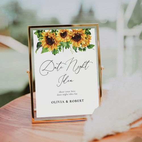 Sunflower Date Night Idea Sign