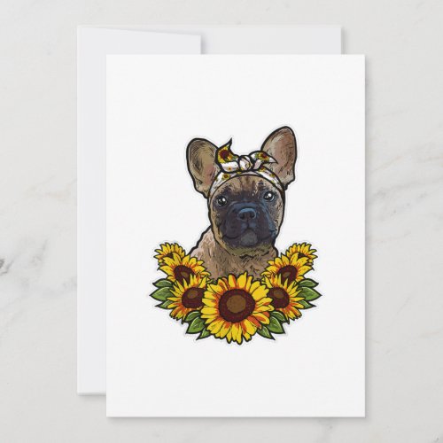 Sunflower Decor Frenchie For Dog Lover Mom Dog Dad Announcement