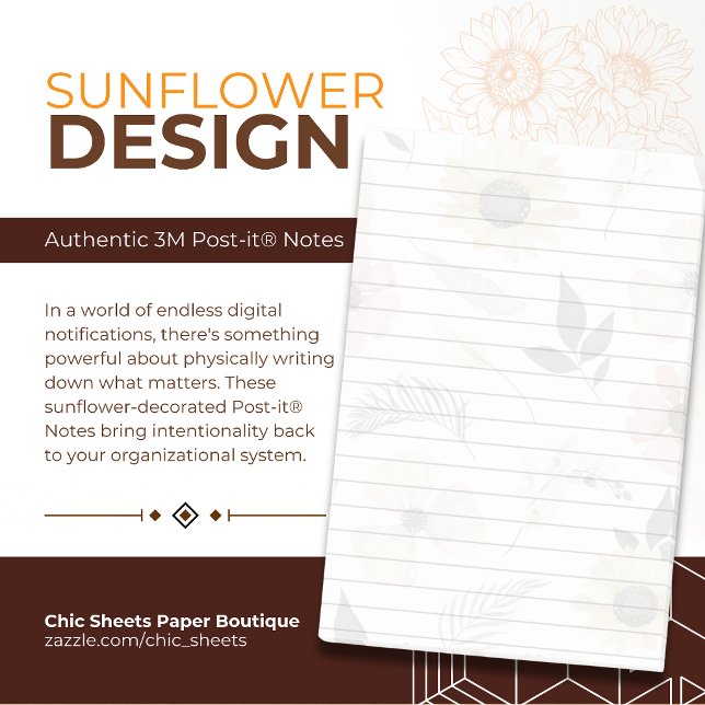 Sunflower Decorated 3M Post-it® Notes (Creator Uploaded)