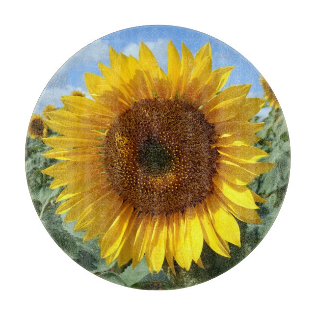 Sunflower Decorative Glass Chopping Board (Front)