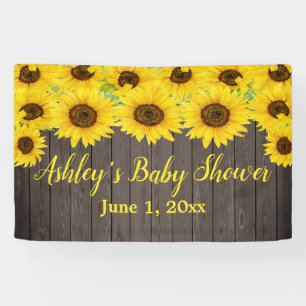 Sunflower Delight Baby Shower Banner Wood Rustic