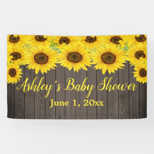 Sunflower Delight Baby Shower Banner Wood Rustic