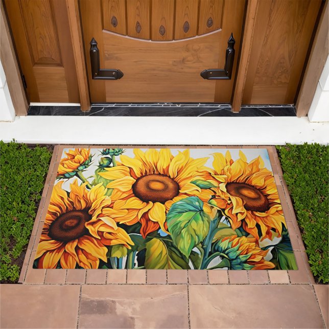 Sunflower Delight: Sunflower Welcome Doormat (Outdoor)