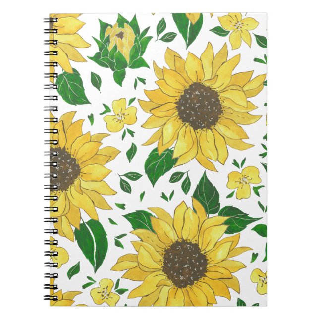 Sunflower Design – Bright Floral Illustration  Notebook (Front)