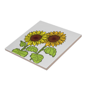 Sunflower Design Ceramic Tile