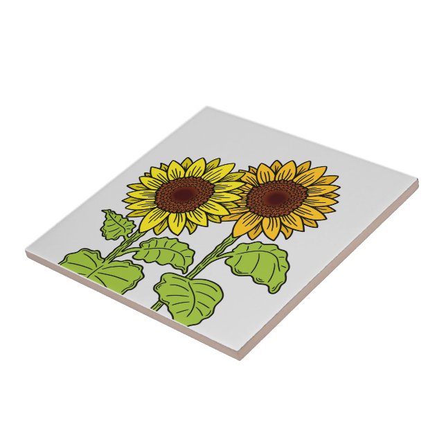 Sunflower Design Ceramic Tile (Side)