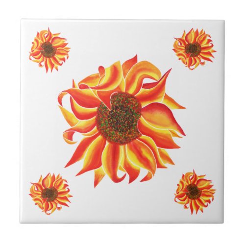 Sunflower design decorative tile