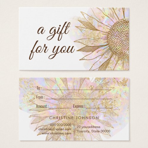 sunflower design gift card