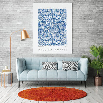 Sunflower Design In Blue William Morris Poster by mangomoonstudio at Zazzle
