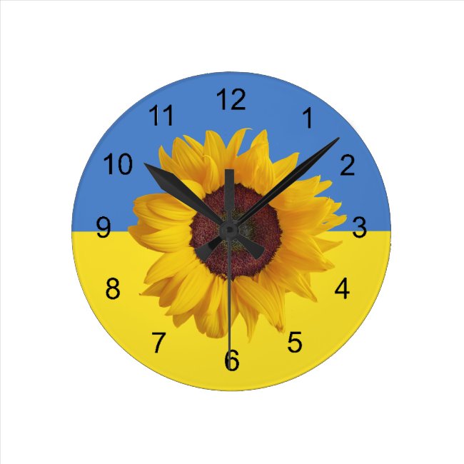 Sunflower Design Round Clock