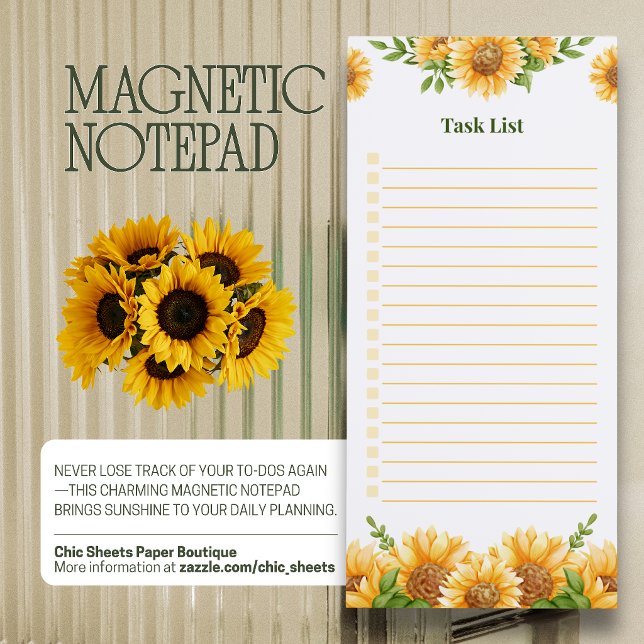 Sunflower Design Task List Magnetic Notepad (Creator Uploaded)