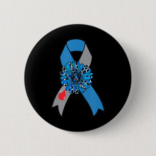 Sunflower Diabetes Awareness Blue Ribbon Supporter Button