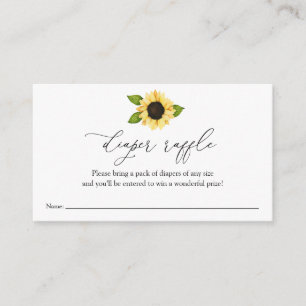 Sunflower Diaper Raffle insert card