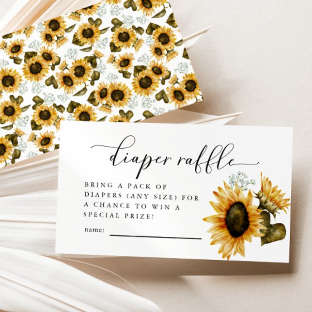 Sunflower Diaper Raffle Ticket Enclosure Card (Creator Uploaded)
