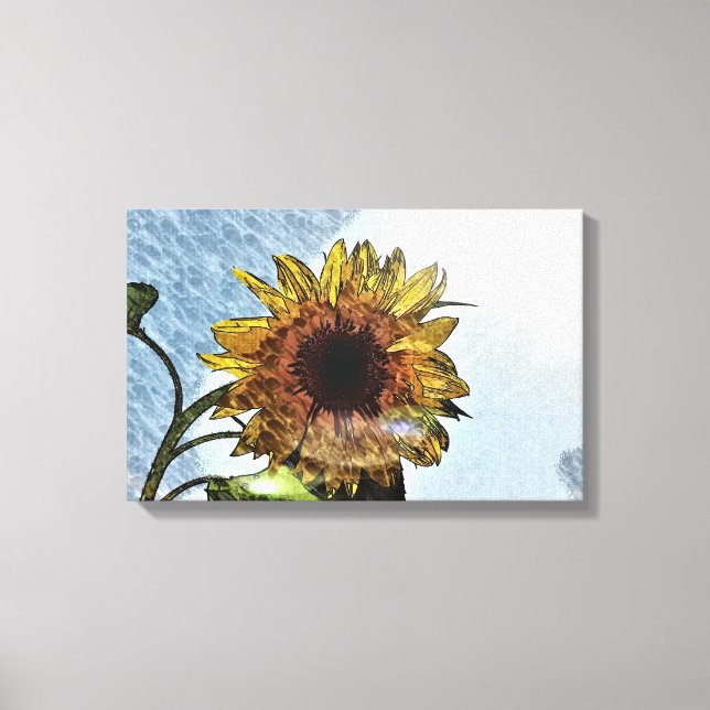 Sunflower Digital Modern Art Canvas Print (Front)