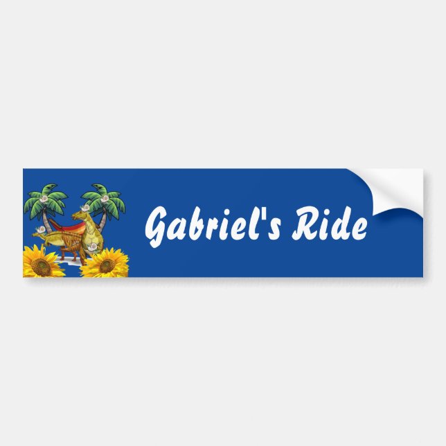 Sunflower Dinosaur Bumper Sticker (Front)