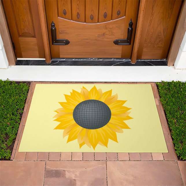 Sunflower Disco Ball Retro Party Vibe  Doormat (Creator Uploaded)