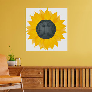 Sunflower Disco Ball Retro Party Vibe Poster