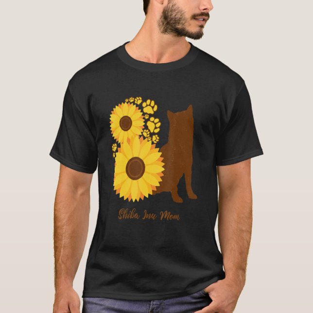 Sunflower Dog Mom - Shiba Inu T-Shirt (Front)