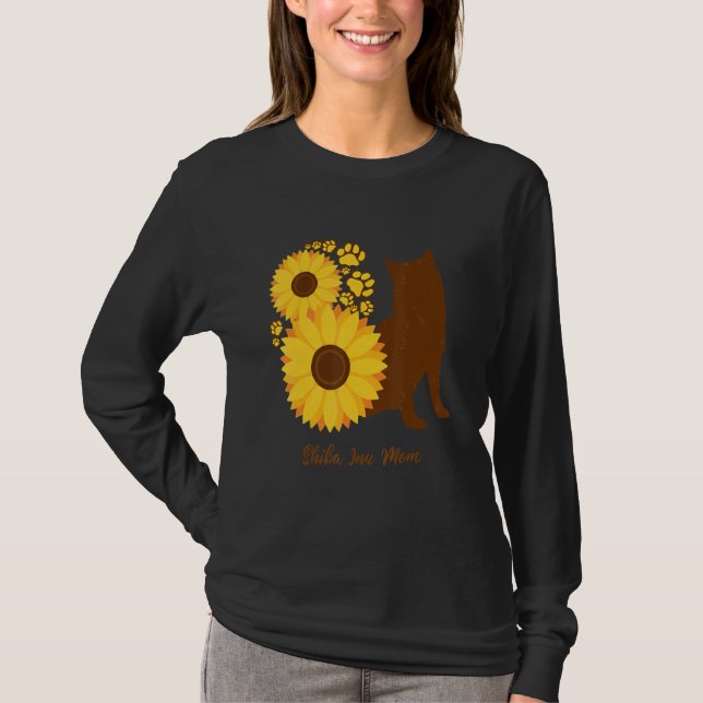 Sunflower Dog Mom - Shiba Inu T-Shirt (Front)