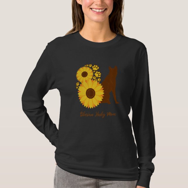 Sunflower Dog Mom - Siberian Husky Premium T-Shirt (Front)