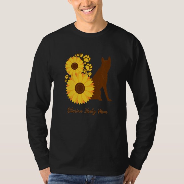 Sunflower Dog Mom - Siberian Husky Premium T-Shirt (Front)