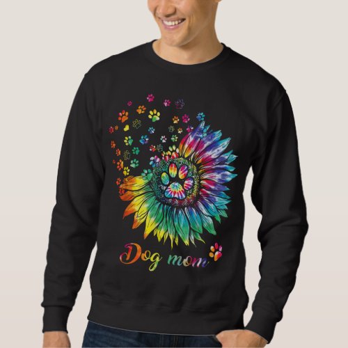 Sunflower Dog Mom Tie Dye Dog Lover Funny Sweatshirt