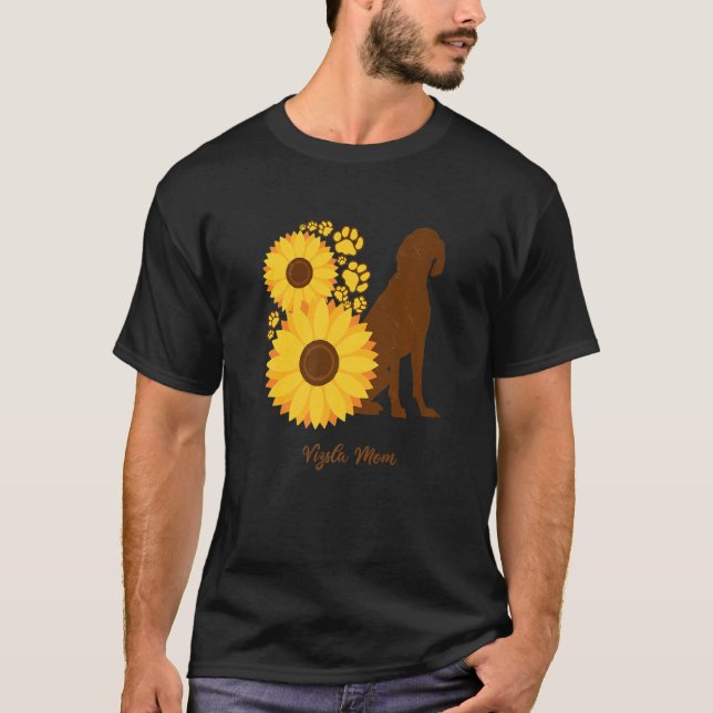 Sunflower Dog Mom - Vizsla Premium T-Shirt (Front)