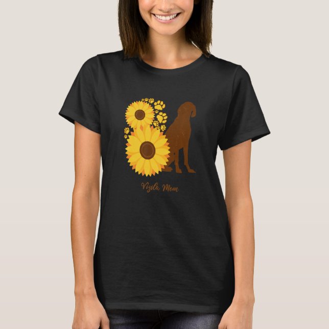 Sunflower Dog Mom - Vizsla Premium T-Shirt (Front)