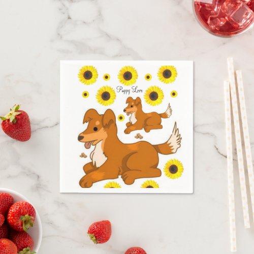 Sunflower Dog Paper Napkins