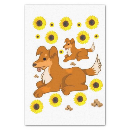 Sunflower Dog Puppy Tissue Paper