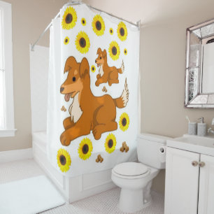Sunflower Dog Shower Curtain