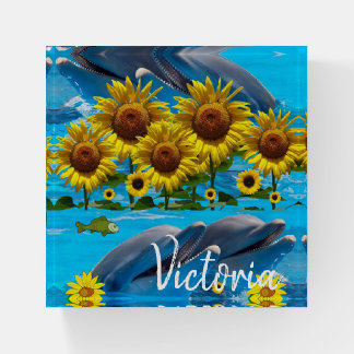 Sunflower Dolphin Paperweight
