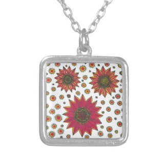 Sunflower Doodle Silver Plated Necklace