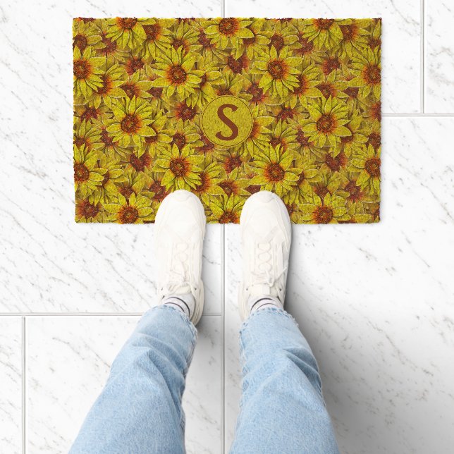Sunflower Doormat Coir Mat (Insitu)
