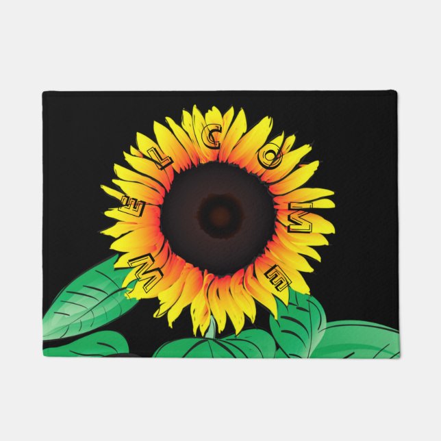 Sunflower Doormat - Welcome - Custom Colors (Front)