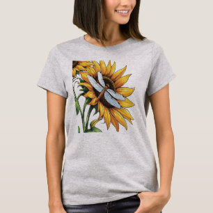 Sunflower Dragonfly Graphic T-Shirt