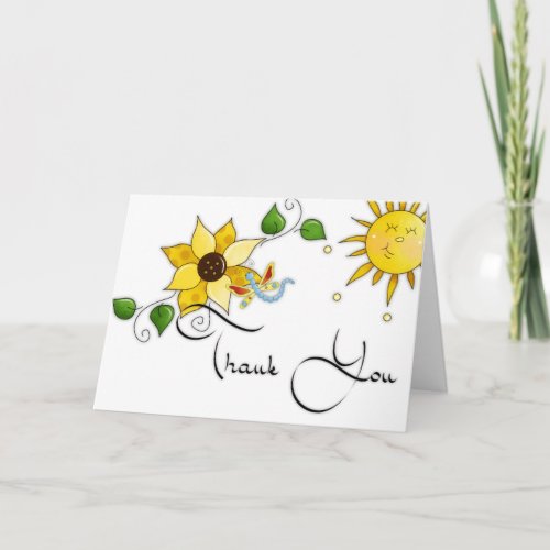 Sunflower Dragonfly Thank You Card
