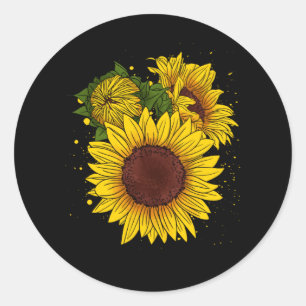 Sunflower Drawing Cute Flower Gardening Classic Round Sticker