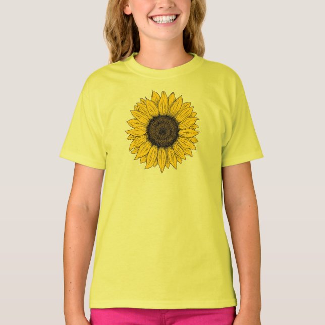 Sunflower Drawing T-Shirt (Front)