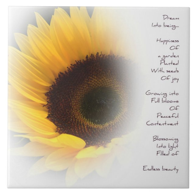 Sunflower Dream Poem Ceramic Tile (Front)