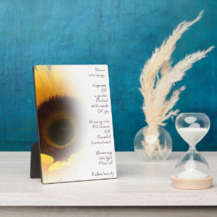 Sunflower Dream Poem Photo Plaque