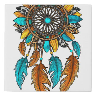 Sunflower Dreamcatcher Western Southern Girl Faux Canvas Print