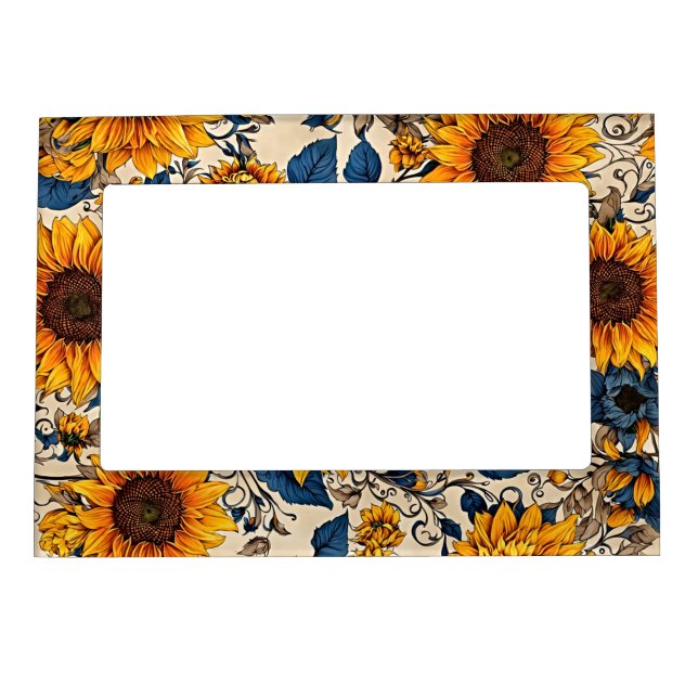 Sunflower Dreams: Captivating Sunflower Harmony Magnetic Frame (Front)