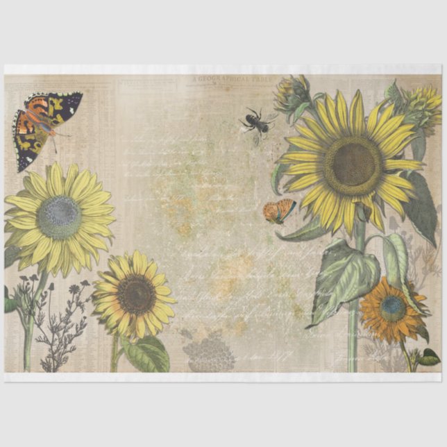 Sunflower Dreams Decoupage Tissue Paper (Front)